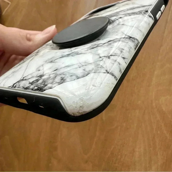 OtterBox x PopSocket iPhone 9 Pro Phone Case, Marble Pattern, Black/White - Picture 5 of 15